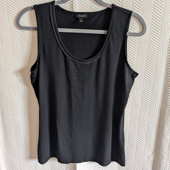 Talbots Black Tank Top Sleeveless Rayon Spandex Knit Size Medium Minimalist - Picture 1 of 5